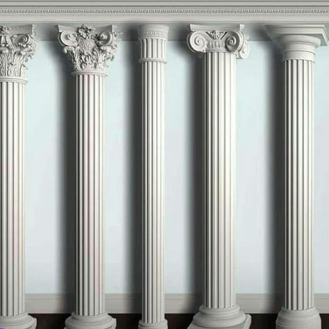 Modern Pillars, Round Column Design, Nepal House, Greek Pillars, House Pillar Design, Column Design Ideas, Wall Wood Decor, Pillars Design, House Pillars