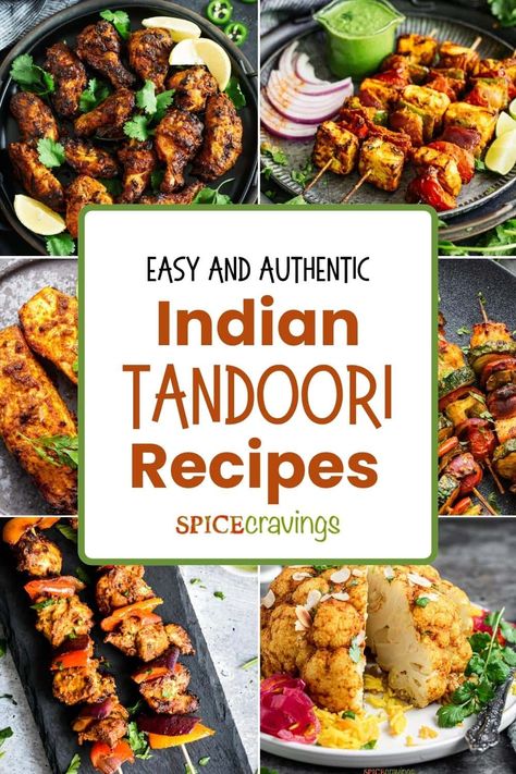 Collection of easy and authentic Indian Tandoori Recipes with a restaurant-style charred, juicy taste, using modern home appliances. #tandoori #indianrecipes Tandoori Recipes Vegetarian, Indian Bbq Recipes, Tandoori Masala Recipe, Authentic Tandoori Chicken Recipe, Bake Mac, Roasted Cauliflower Head, Tandoori Fish, India Recipes, Tandoori Paste