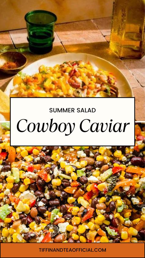 Cowboy Caviar Salad in a bowl Five Bean Salad, Caviar Recipes, Cowboy Caviar, Global Recipes, Bean Salad, Starters Recipes, Side Recipes, International Recipes, Delicious Salads