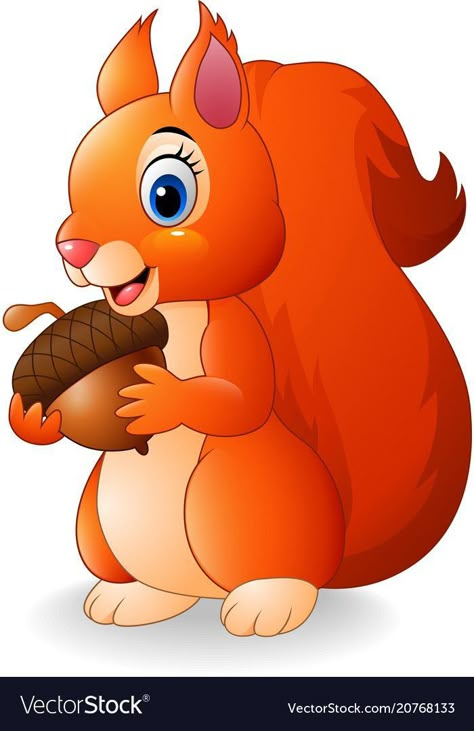 Funny Squirrel, Squirrel Funny, Cute Squirrel, Cartoon Funny, Cute Cartoon Animals, Art Drawings For Kids, Animal Clipart, Pine Cone, Cartoon Clip Art