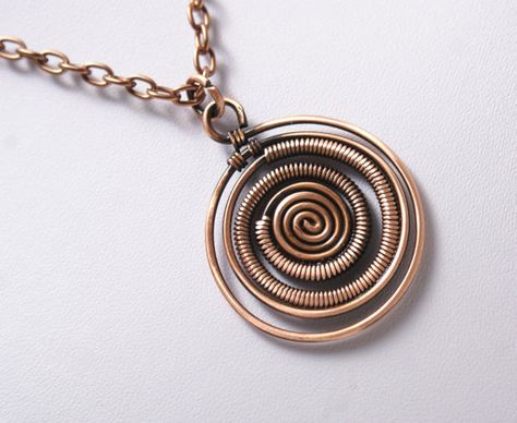 Spiral Pendant, Spiral Necklace, Wire Work Jewelry, Wire Necklace, Work Jewelry, Handmade Jewelry Gift, Wire Wrapped Necklace, Copper Necklace, Wrapped Jewelry