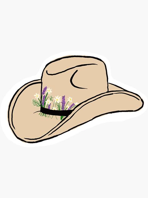 Cowgirl Hat Clipart, Cowboy Hat With Flowers, Evermore Stickers, Cowboy Hat Illustration, Cowboy Hat Aesthetic, Cowboy Hat Sticker, Cowboy Hat Drawing, Emoji Hat, Preppy Wallpapers