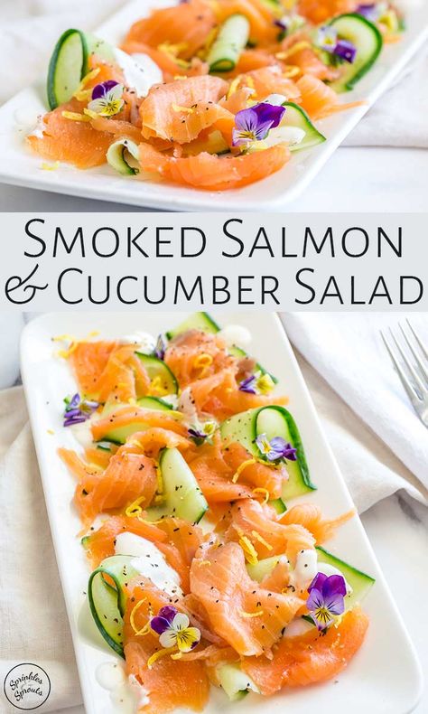 Dinner Party Appetizers Elegant, Smoked Salmon And Cucumber, Salmon And Cucumber, Smoked Salmon Platter, Salmon Platter, Dinner Party Appetizers, Salmon Appetizer, Smoked Salmon Salad, Smoked Salmon Recipes