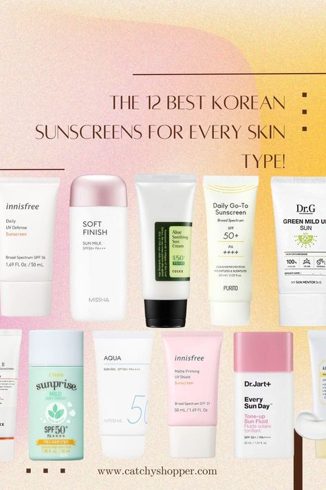 Not sure which sunscreen to buy? Check out this list of the 12 Best Korean Sunscreens! Discover which sun protection is best for your skin type and get glowing! Aloe Sunscreen, Combination Skin Routine, Sunscreen For Sensitive Skin, Korean Sunscreen, Oily Sensitive Skin, Cream For Oily Skin, Physical Sunscreen, Chemical Sunscreen, Best Sunscreens