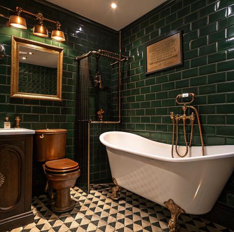 Capture the timeless charm of Victorian-style bathrooms with our inspiring ideas. Discover how to incorporate vintage elements and expert designs to create a stunning, period-appropriate bathroom in your London home. Vintage Tiled Bathrooms, Art Deco Interior 1920s Bathroom, Victorian Washroom, 1800s Bathroom, Victorian Home Bathroom, Victorian Tiles Bathroom, Victorian Bathroom Decor, Victoria Bathroom, Victorian Bathroom Vintage