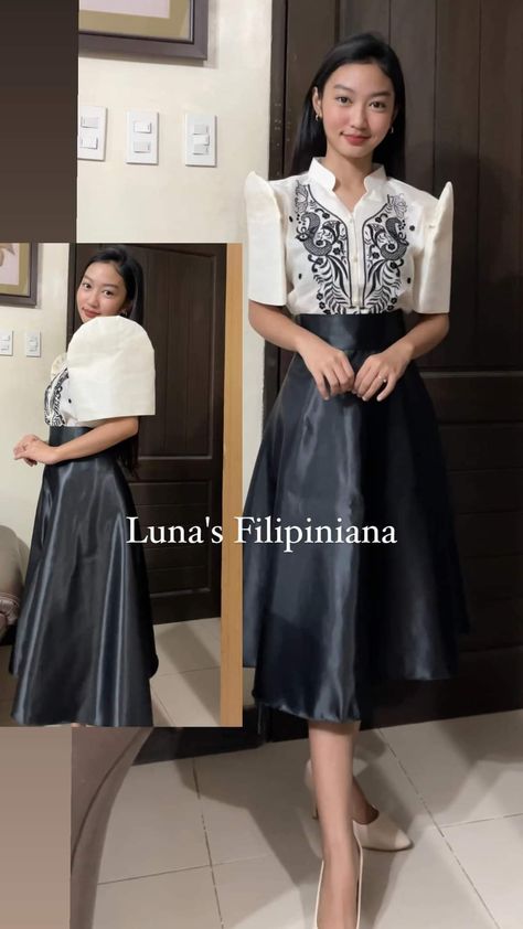 Philipiniana Costume, Filipiana Dress Modern Classy Beige, Modern Filipiniana Plus Size, Diy Filipiniana Costume, Filipiñana Dress Modern For Graduation, Filipiniana Outfit Ideas, Filipiniana Dress Traditional, Modern Filipiniana Dress Knee Length, Modern Filipiniana Dress Kultura