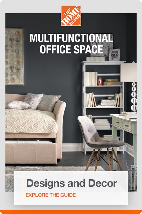 Creating a space in your home that works as hard as you do takes a bit of inspiration, the right-sized furniture and practical decor. Use this guide to identify areas in your house that can be transformed into a home office. Tap now to organizational tips and the perfect decor—all from The Home Depot. ​ Small Offices At Home, Small Home Office Inspiration, Practical Decor, Living Room Designs India, Work From Home Space, Create A Home Office, Office Redo, Stylish Office Chairs, Fun Desk