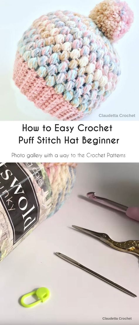 Crochet A Hat For Beginners, Puff Stitch Hat, Sunshine Crochet, Popcorn Stitch Crochet, Crochet A Hat, Crochet Mesh Top, Crochet Hat Patterns, Easy Crochet Hat Patterns, Puff Stitch Crochet