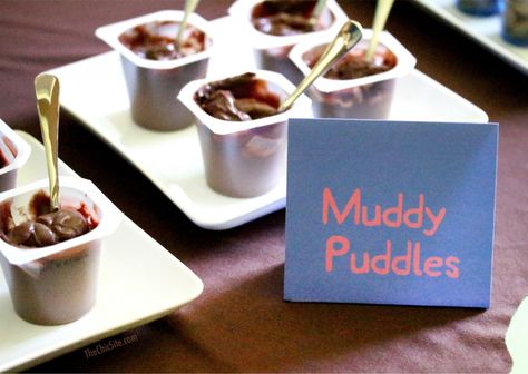 Peppa Pig Party Muddy Puddles Snack Choc Pudding, Peppa Pig Muddy Puddles, Piggy Party, George Pig Party, George Pig Birthday, Peppa Birthday, Peppa Party, Pepper Pig, Avocado Pudding