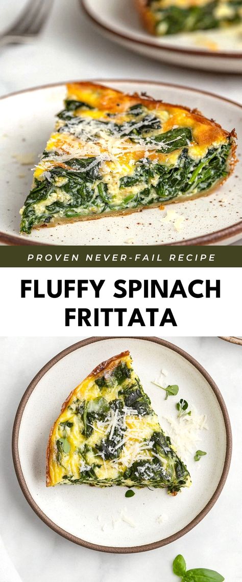 Image for Fluffy Spinach Frittata Easy Ways To Eat Veggies, Spinach And Eggs Breakfast Healthy, Spinach And Egg Frittata, Frittata Recipes Vegetarian, Breakfast Fertattas Recipe, Breakfast Frittata Recipes Baked, Eggs With Spinach Breakfast, Fritatta Recipe Breakfast, Spinach Breakfast Recipes