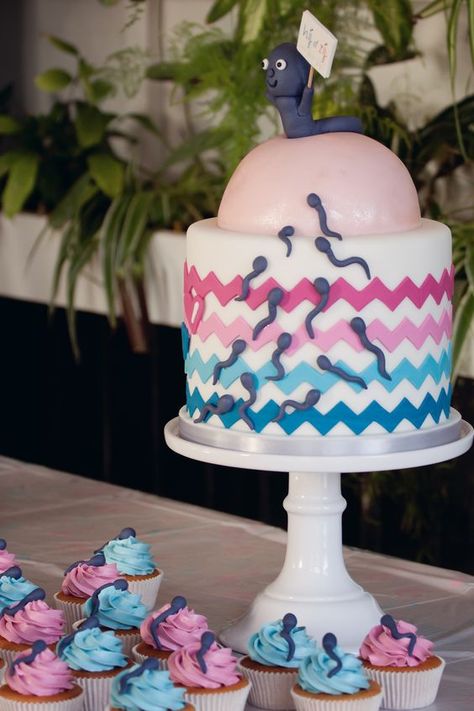 Funny Gender Reveal Cake, Cake Ideas Funny, Cake Pregnant, Gender Reveal Funny, Funny Baby Shower Cakes, Reveal Cake Ideas, Gender Reveal Cake Ideas, Gender Cake, Pregnant Cake