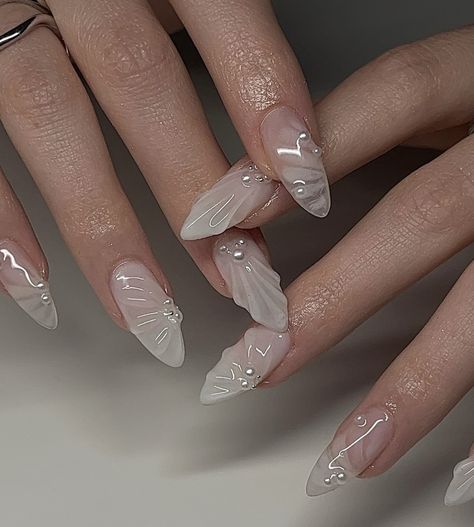 insta: @aurakanails Nail Glue Remover, Light Colored Nails, Colored Nail Tips, Milky Nails, Nails Gel Nails, Custom Press On Nails, Nail Remover, Mermaid Nails, New Nail Art