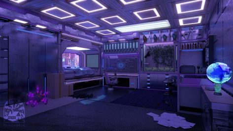 Futuristic Room Ideas, Aesthetic Liminal Space, Ac Interior Design, Background Studies, Futuristic Room, Interesting Backgrounds, Violet Room, Boys Dorm Room, Anime House