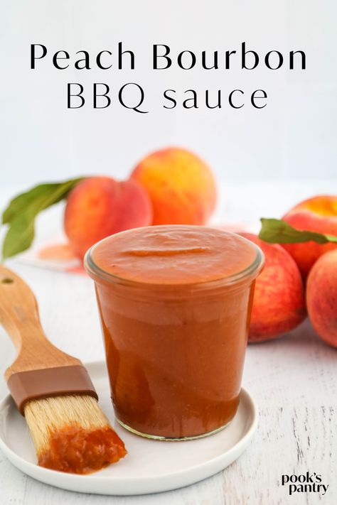 Peach bourbon BBQ sauce recipe Peach Bbq Sauce Recipe Canning, Peach Bourbon Bbq Sauce, Peach Bbq Sauce Recipe, Cold Cellar, Bourbon Bbq Sauce Recipe, Bourbon Bbq Sauce, Peach Bbq, Peach Bourbon, Bbq Rub Recipe