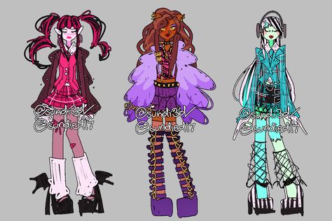 Clawdeen Redesign, Frankie Stein Redesign, Draculaura X Clawdeen, Draculaura Redesign, Monster Prom, Frankie Stein, Cartoon As Anime, Love Monster, Monster High Art