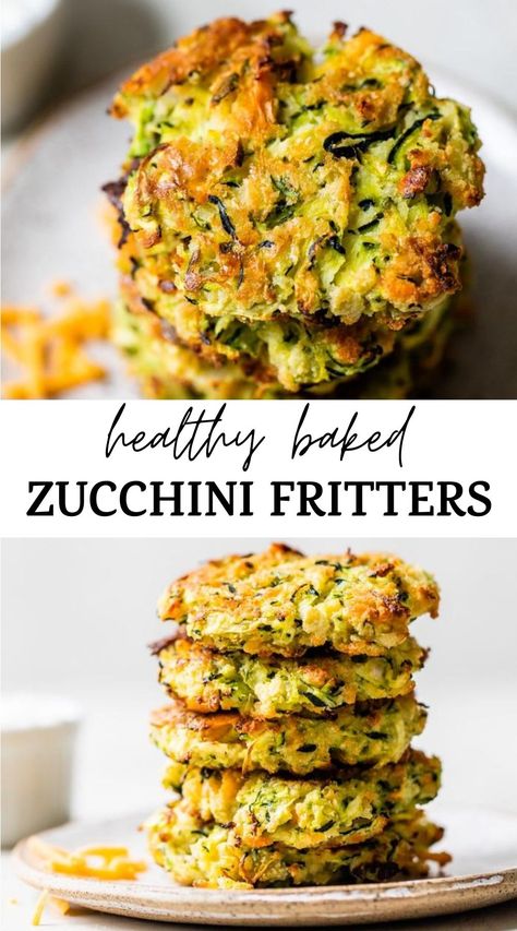 Baked Zucchini Fritters, Zucchini Recipes Baked, Zucchini Patties, Veggie Fritters, Baked Zucchini, Bake Zucchini, Zucchini Fritters, Fritter Recipes, Zucchini Recipes