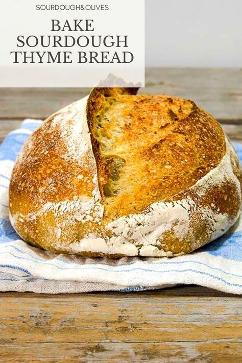 Recipe for sourdough thyme bread Bread Tutorial, Artisan Sourdough Bread, Artisan Sourdough Bread Recipe, Artisan Sourdough, Bread Recipe Video, Sourdough Rolls, Farmhouse Life, Making Sourdough Bread, Bread At Home