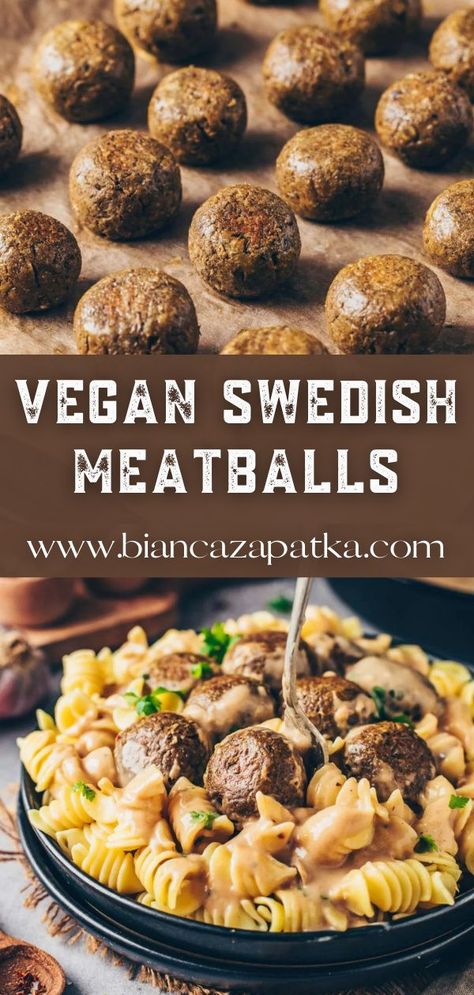 Soy Protein Recipes, Recipes No Meat, Vegan Swedish Meatballs, Lentil Balls, Vegan Meatballs Recipe, Swedish Meatballs Recipe, Gluten Free Meat, Plant Based Recipes Breakfast, Vegan Gravy