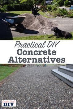 If you want to create a beautiful patio or driveway, without the expense or environmental impact of concrete, try one of these concrete alternatives. I have researched multiple products, and even used one myself on my own DIY backyard makeover. Concrete Alternatives, Diy Concrete Patio, Diy Driveway, Concrete Patio Makeover, Concrete Patios, Cheap Patio, Driveway Landscaping, Patio Flooring, Patio Backyard