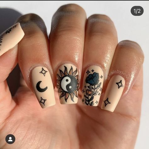 Spiritual Nails, Racing Nails, Magical Nails, Witchy Nails, Edgy Nails, Grunge Nails, Polygel Nails, Polish Colors, Minimalist Nails