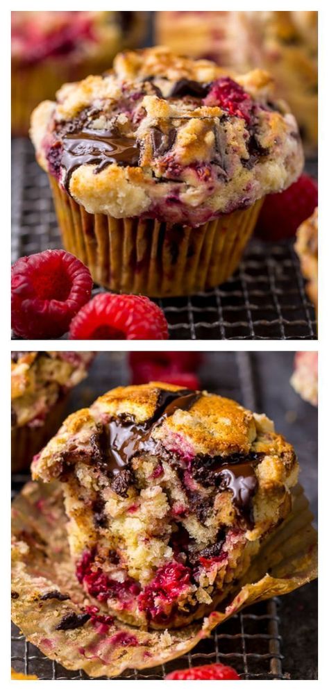 Brunch Muffins, Fruit Muffins, Crumb Muffins, Baker By Nature, Raspberry Muffins, Finger Sandwiches, Fresh Raspberries, Homemade Donuts, Chocolate Chunk