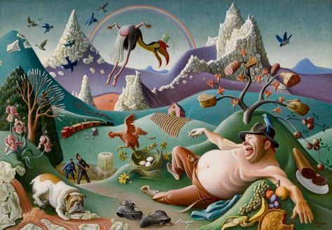 ‘In the Big Rock Candy Mountains’ by Roger Medearis Up for Sale | Observer Big Rock Candy Mountain, Candy Mountain, Kansas City Art Institute, Kansas City Art, Thomas Hart Benton, Modern Art Movements, Big Rock, High Noon, American Gothic