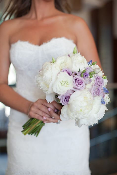 white and lavender bouquet, garden easter wedding from stephanie fay photography Peonies Yellow, White Wedding Flowers Bouquet, Purple White Wedding, Wedding Flowers Peonies, Spring Wedding Bouquets, Lavender Bouquet, Beautiful Wedding Flowers, Lilac Wedding, Roses Wedding