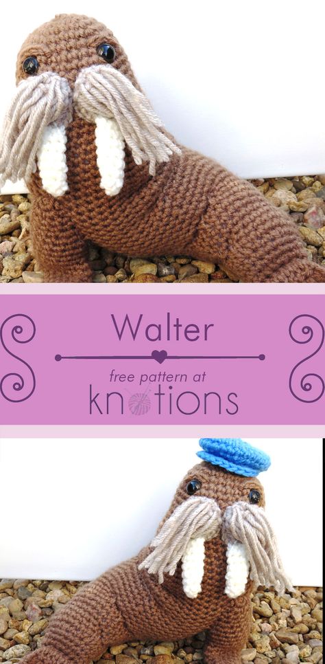 Walter the Walrus - knotions Leg Warmers Crochet Pattern, Leg Warmers Pattern, Crochet Leg Warmers, Craft Crochet, Different Hats, Ideas Craft, Crochet Beanie Pattern, Crochet Amigurumi Free, Beanie Pattern