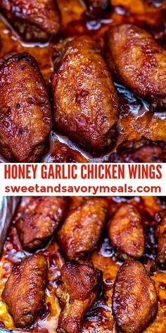 Honey Garlic Chicken Wings [Video] - Sweet and Savory Meals Food Recipes For Superbowl, Tasty Chicken Wings, Large Chicken Wing Recipes, Chicken Wing Honey Garlic, Chicken Wing Section Recipes, Honey Garlic Wings Sauce, Things To Do With Chicken Wings, Red Savory Food, Gourmet Easy Recipes