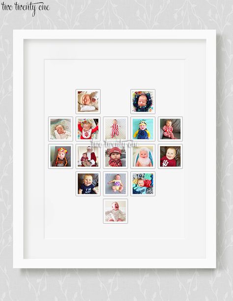 Small Heart Photo Collage, Heart Shape Wall Decor, Heart Of Photos, Mix Tile Photo Wall Ideas, Make Tissue Paper Pom Poms, Photo Heart Collage, Collage With Photos, Heart Picture Collage, Heart Photo Walls