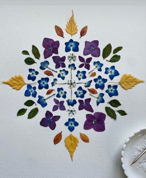 Symmetry In Nature, Flower Mandala Art, Pounded Flowers, Dried Flowers Crafts, Pressed Flowers Diy, Flower Petal Art, Pressing Flowers, Nature Mandala, Dried Flowers Diy