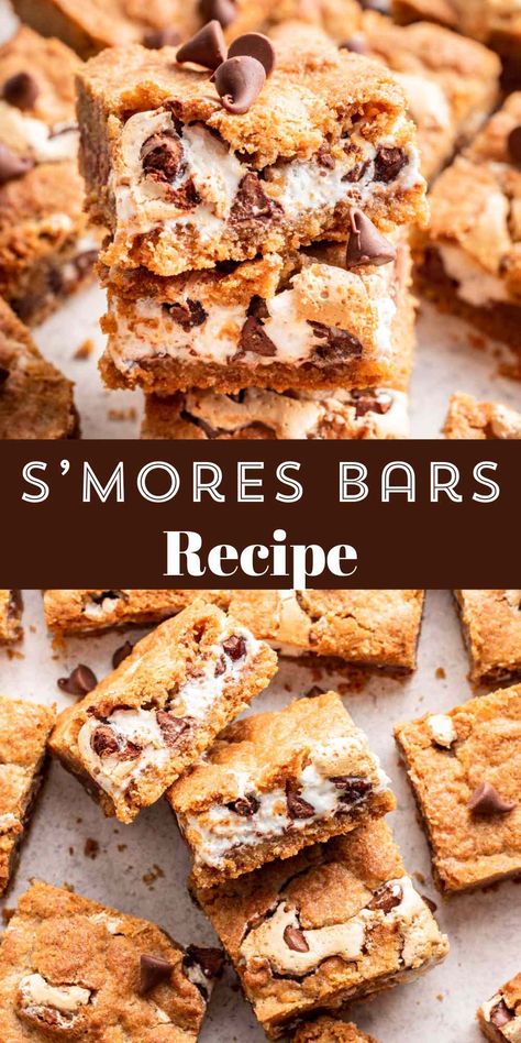 S'mores Bars - I Heart Eating Graham Cracker Dough, Smores Bar Recipe, S Mores Bars, Easy Sweets, Smores Cookies, Cooking Club, S'mores Bar, Chocolate Delight, Bar Recipes