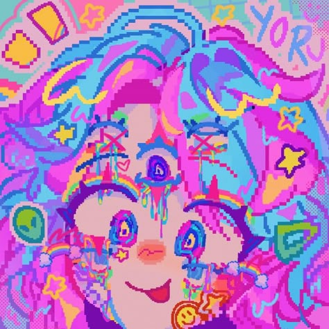 Colorful Art Digital, Kidcore Oc Drawing, Kidcore Pfp Aesthetic, Kidcore Drawing Body Base, Hypercore Art, Weird Core Oc Ideas, Rainbow Pfp Aesthetic, Kidcore Oc Art, Colorful Art Style