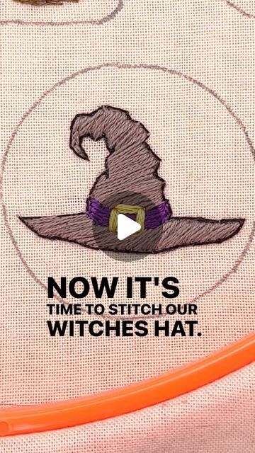 Maxine ‘Scarlett’ Sapsford of StitchGothica.com on Instagram: "🧙‍♀️ Witches Hat Halloween MINI 🧙‍♀️ Free PDF pattern in my highlights!   🔖 Bookmark me to come back to!  Today we’re stitching our witches hat!   Here’s the colors, order and stitches used: 🎩 Hat -  DMC 3860  3 strands - satin stitch 👒 Hat Band - DMC 550 purple 2 strands - satin stitch 👸🏻 Gold Buckle - DMC 3821  6strands - straight stitches 🔲 Outline - DMC 310 black 1 strand - backstitch  #witchembroidery #halloweenembroidery #embroideryvideo #freeembroidery #spookyembroidery #stitchalong #halloweenstitchalong #embroiderydesign #dmcembroidery #embroiderylove" Stitch Hat, Witches Hat, Free Pdf Pattern, Embroidery Template, Halloween Embroidery, Embroidery Videos, Hat Embroidery, Straight Stitch, Satin Stitch