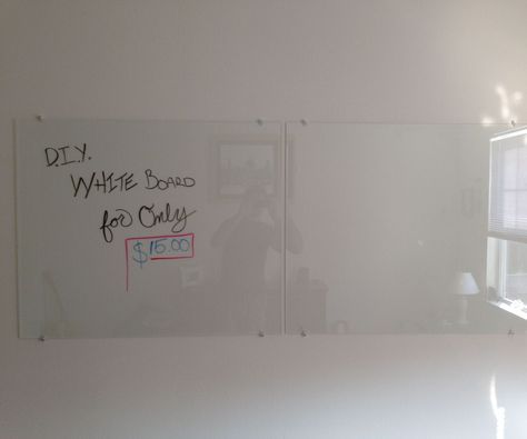 Whiteboards can cost a fortune.  Here is an inexpensive and extremely elegant looking Dry Erase white board for your home or office, only about 15 buc... Clear Dry Erase Board, Glass White Board, Diy Dry Erase Board, Glass Dry Erase Board, College Room, Office Whiteboard, Glass Board, Learning Spaces, Dry Erase Board