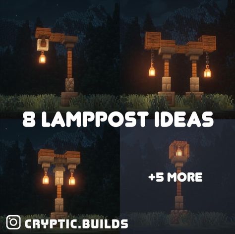 Minecraft Builds & Tutorials on Instagram: “8 Lamppost Ideas! 🪔 By: @cryptic.builds - Follow @minecraftbuildstutorial” Minecraft Lamp Post, Minecraft Lamp, Minecraft House Decor, Minecraft Games, Minecraft Builds, Minecraft Building, Minecraft Projects, Minecraft Designs, Texture Packs