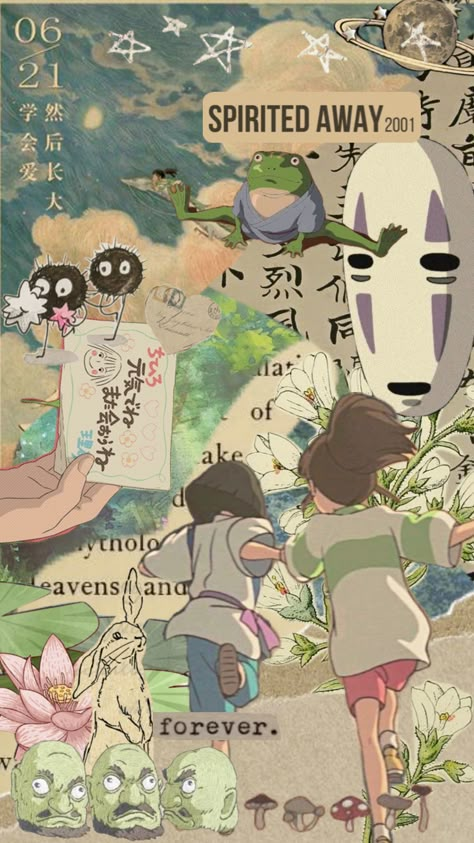 Studio Ghibli Fanart, Mood Art, Chihiro Y Haku, Studio Ghibli Background, Japanese Poster Design, Comic Layout, Ghibli Artwork, Collage Art Projects, Studio Ghibli Art