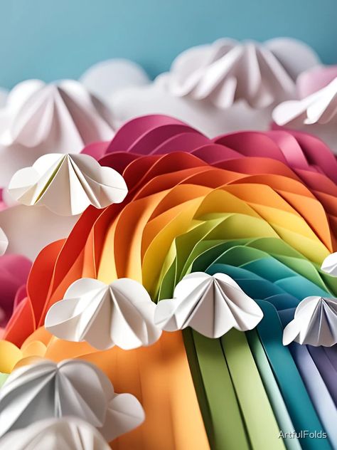 "Origami Art - Heavenly Hue: A Mesmerising Rainbow Among the Clouds" iPhone Case for Sale by ArtfulFolds | Redbubble Origami Rainbow, Cloud Origami, Art Iphone Case, Origami Art, Settings App, Ethereal Beauty, Iphone Case Design, Science Poster, Stranger Things Fanart