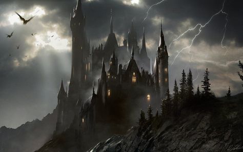 Shadowfell Aesthetic, Vampire Castle, Dracula Castle, Shadow People, Dark Castle, Gothic Castle, Castle Art, Art Album, Castle In The Sky