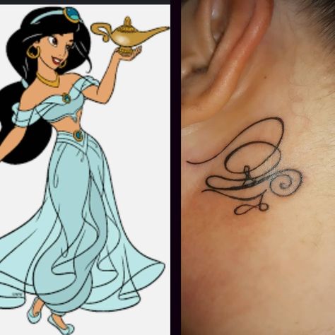 Beth Gogo (@bethypoo87) posted on Instagram: “Because its Tuesday and Princess Jasmine is my favorite 🧞‍♂️🧞‍♂️🧞‍♂️ #tattootuesday #tinytattoos #tattooselfie #princessjasmine #disney…” • Sep 9, 2020 at 4:25am UTC Jasmine Tattoo Princess, Princess Jasmine Tattoo, Genie Tattoo, Aladdin Tattoo, Tiara Tattoo, Its Tuesday, Jasmine Tattoo, Disney Princess Tattoo, Petit Tattoo