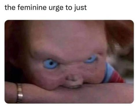 the feminine urge to just - chucky chomp Feminine Urge, Twilight Memes, Seriously Funny, Sarcastic Quotes Funny, Amber Heard, Cute Memes, Funny Relatable Quotes, Quick Workout, Quick Jokes