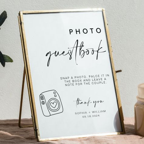 Photo Guestbook | wedding guest book sign Photo Guest Book Sign, Polaroid Guest Book Sign, Photo Guest Book Wedding, Polaroid Guest Book, Minimalist Photos, Guest Book Table, Wedding Guest Book Sign, Photo Guest Book, Modern Minimalist Wedding