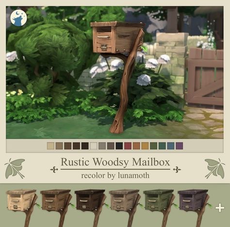 🌳 Rustic Woodsy Mailbox 🌳 | Patreon Plantsim Cc Sims 4, Sims 4 Forest Cc, Sims 4 Mailbox Cc, Sims 4 Medieval Cc Furniture, Living Room Sims 4, Sims 4 Cottage, Sims 4 Decades Challenge, Sims Medieval, Sims 4 Challenges