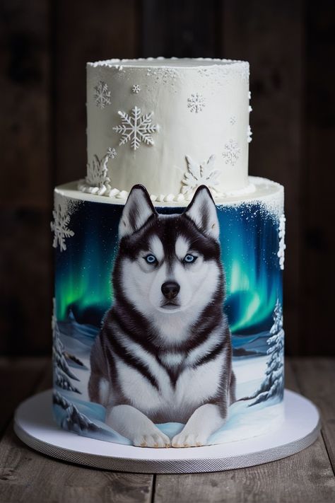 Paw-some Siberian Husky Birthday Cakes to Celebrate Husky Dog Cake, Husky Birthday, Amazing Cake Ideas, Haski Dog, Puppy Dog Cakes, Wolf Cake, Wolf Images, Dog Birthday Cake, Dog Cakes