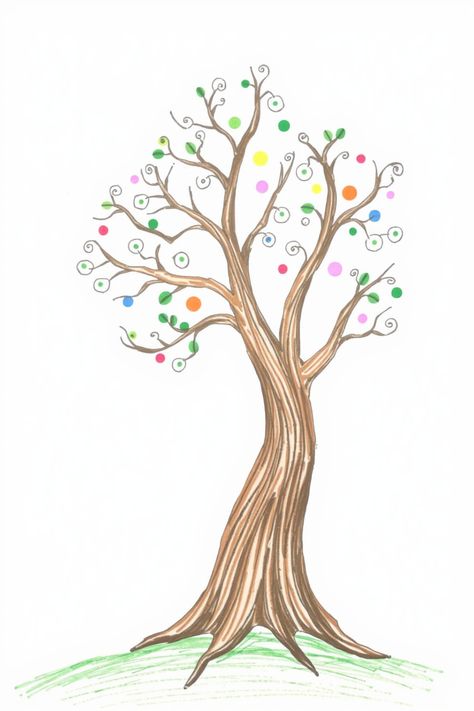 Check Out This Whimsical Tree Drawing + 12 Other Cartoon Drawing Ideas! #drawinginspiration #drawingideas Cartoon Drawing Ideas, Simple House Drawing, Whimsical Tree, Sun Drawing, Spongebob Drawings, Eagle Drawing, Batman Drawing, Conservation Art, Fruits Drawing