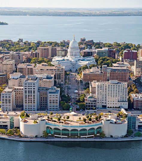 Madison, Wisconsin, a university-anchored city, gets an extra dose of sophistication from its role as state capital. Lakes and a famous market encourage outdoor fun. Check out our picks for what to do, where to eat and where to stay in Madison. Monona Terrace, Home Houses, Bone In Ribeye, Uw Madison, State Capital, Wisconsin State, Wisconsin Travel, Madison Wisconsin, University Of Wisconsin