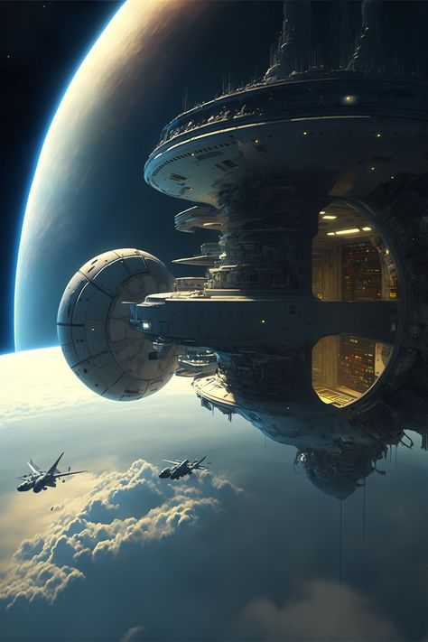 Science Fiction Space Station, Massive Spaceship Concept Art, Space Stations Sci Fi, Fantasy Space Station, Sci Fi Space Station Concept Art, Dreadnought Spaceship, Space Station Concept Art, Fantasy Spaceship, Futuristic Space Station