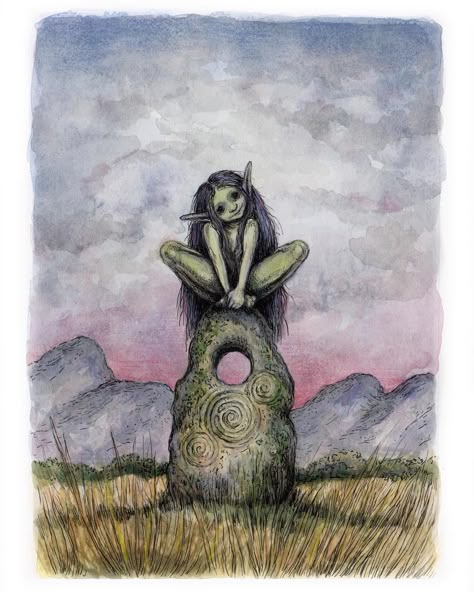 Spirits Of The Forest, Celtic Fairy, World Building Ideas, Fair Folk, Goblin Art, Forest Spirits, Folklore Art, Fae Folk, Standing Stones