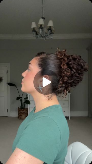 Sophie Marie on Instagram: "The perfect messy bun ✅curly hair edition 😍  This is my fav way to style the front of my hair. A great option if you don’t like your hair completely slick back and want a bit of volume at the front  💌Send to a curlfriend who could do with some curly updo inspo" How To Do Perfect Messy Bun, How To Make Messy Bun With Curly Hair, How To Do A Curly Messy Bun, Messy Bun With Curly Hair, Curly Slick Back Bun, Slick Back Curly Bun, Curly Messy Bun Tutorial, Slick Back Messy Bun, Messy Bun For Curly Hair