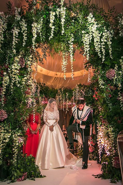 A Pronovias Bride for a Jewish Wedding with a Wisteria Chuppah at The Midland Hotel, Manchester, UK - Smashing the Glass | Jewish Wedding Blog Chuppah Ideas, Hanging Wisteria, Chuppah Flowers, Hummingbird Nest Ranch Wedding, Midland Hotel, Wedding Chuppah, Wedding Top, Jewish Wedding, Wedding Gallery